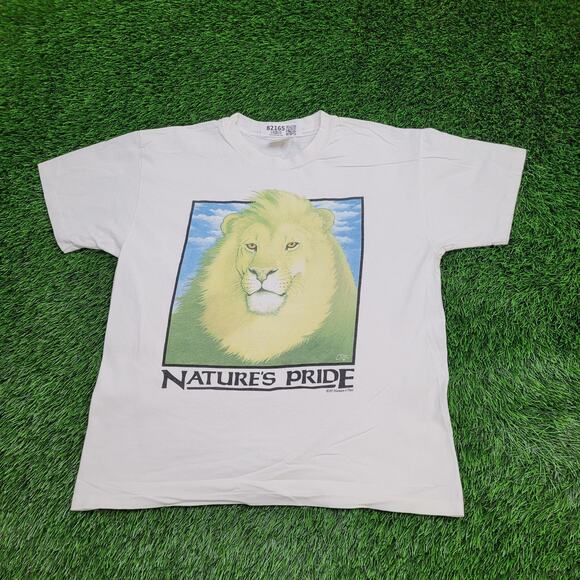 Vintage 1995 Human-i-Tees Lion Shirt M/L 22x26 Wildlife USA - Picture 1 of 14